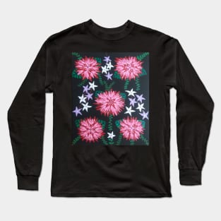 Red Dahlia Floral Print Long Sleeve T-Shirt